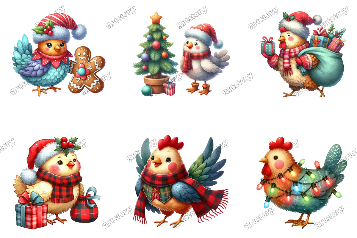 Quirky Christmas Chiken Clipart, an Illustration by designcity5 (Photo 2 of 5)