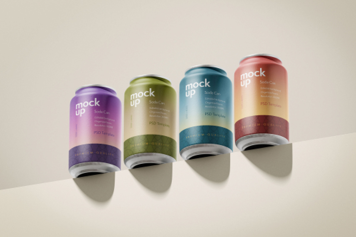 Soda Can Mockup Set, a Packaging Mockup by Deeplab (Photo 10 of 12)