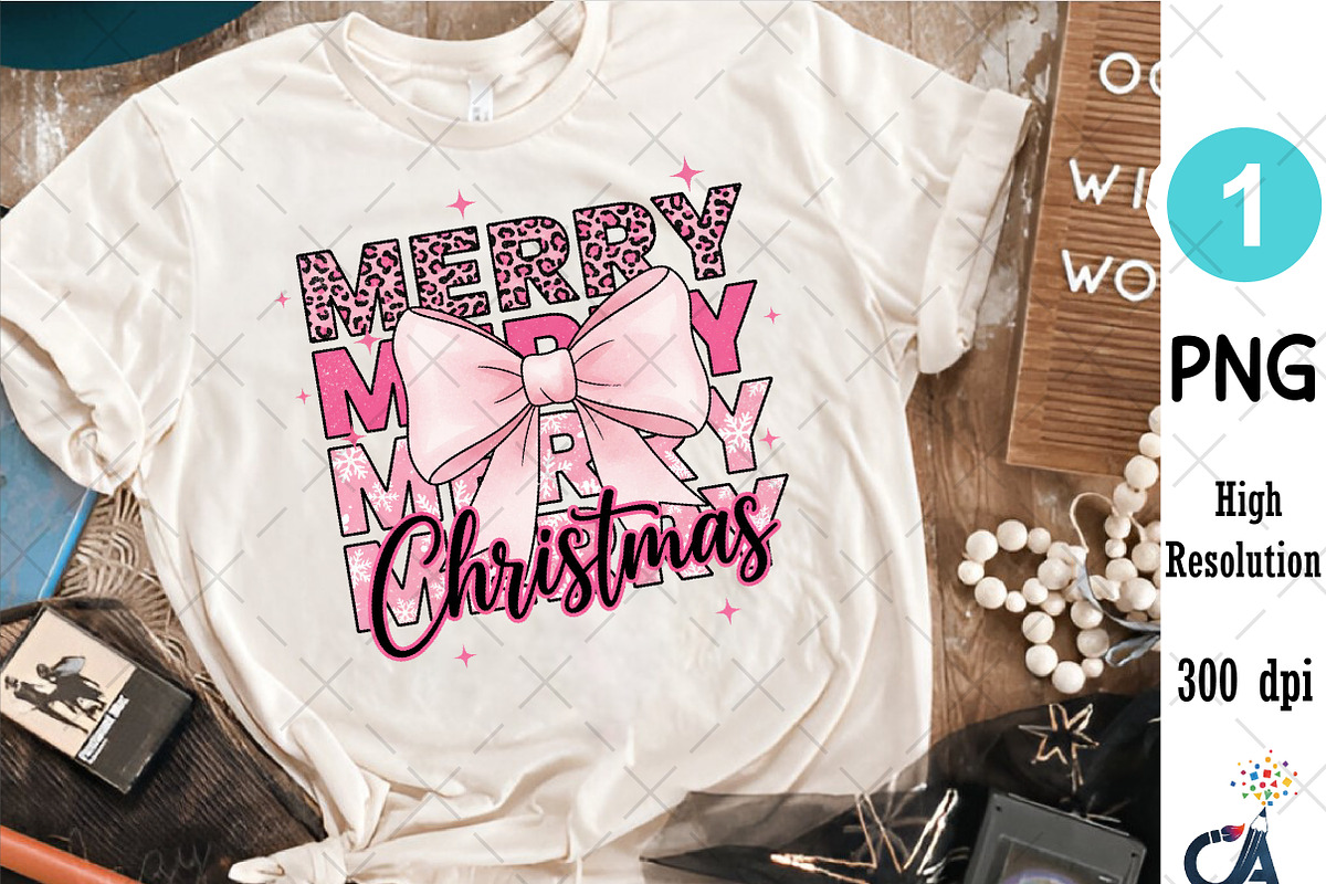 Merry Christmas Bow Sublimation Png, an Illustration by Creative Art (Photo 4 of 6)