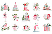 Watercolor Christmas Clipart, an Illustration by Craft Nest (Thumbnail 5 of 6)