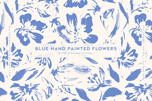Blue Hand Painted Flowers, a Decorative Illustration by MalyskaStudio