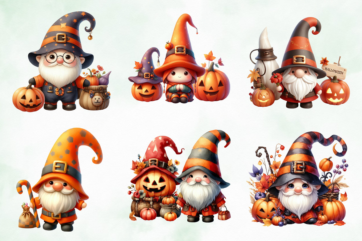 Halloween Cute Fall Gnome Clipart, an Illustration by Creative Art (Photo 4 of 4)