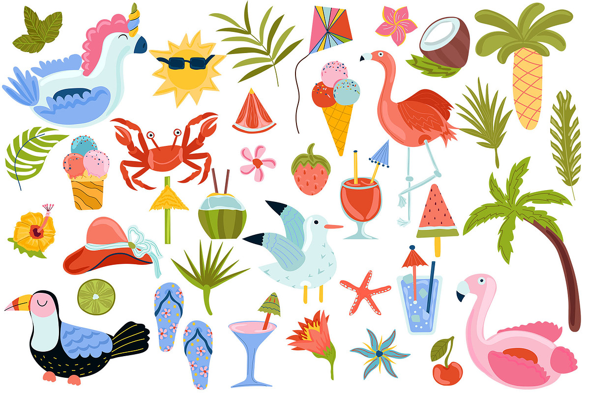 Summer time, Tropical clipart, a Decorative Illustration by Usis (Photo 8 of 13)