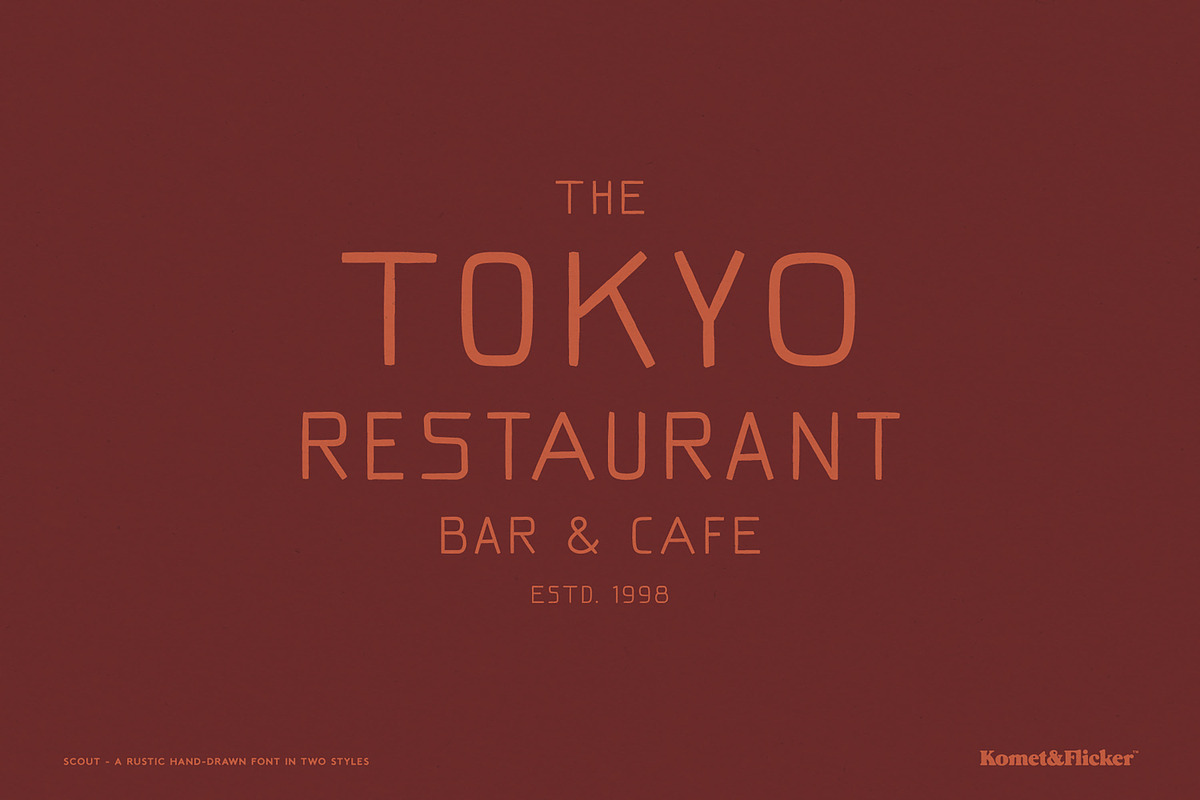 Scout - A Rustic Hand Drawn Font, a Sans Serif Font by Komet & Flicker (Photo 10 of 12)