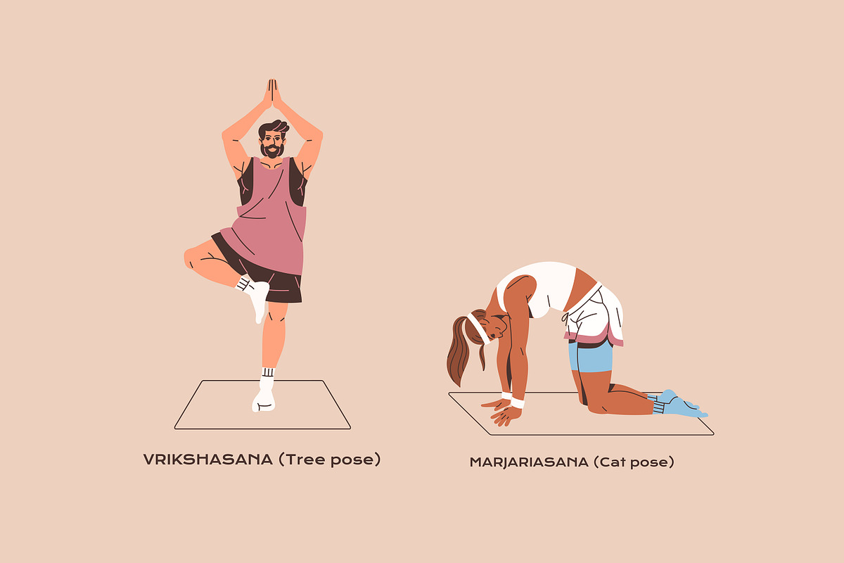 People in yoga poses, asanas set, a Sport Illustration by PaperTrident (Photo 6 of 12)