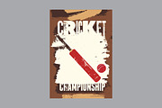 Cricket vintage vector poster set., a Sport Illustration by PoPaShop (Thumbnail 7 of 9)