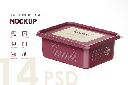 Plastic Food Container Box Mockup