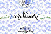 Cornflowers. Watercolor set., a Decorative Illustration by maritime_m (Thumbnail 1 of 4)