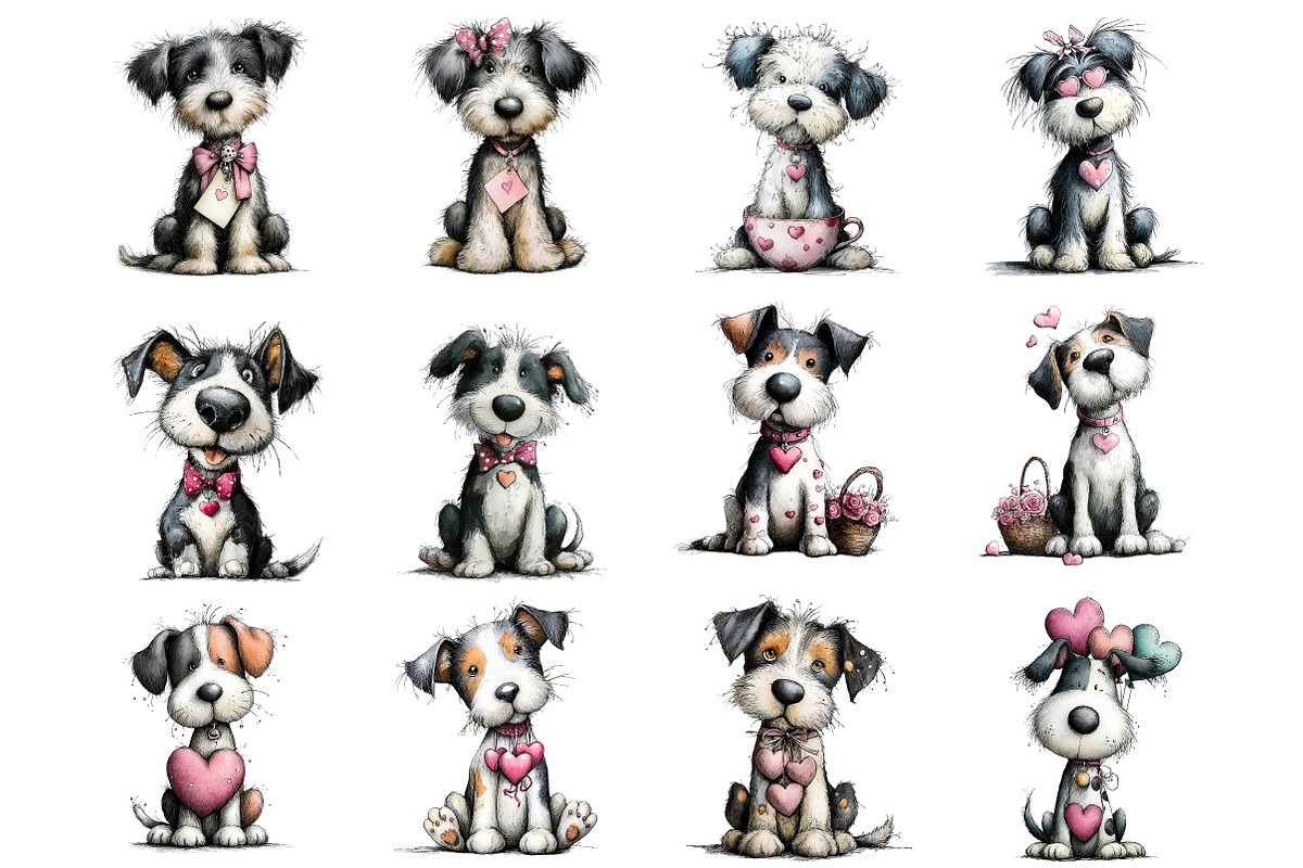 Watercolor Valentines Dog Clipart, an Illustration by DreamArtGraphic (Photo 4 of 4)