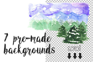 Watercolor Winter Landscape Creator