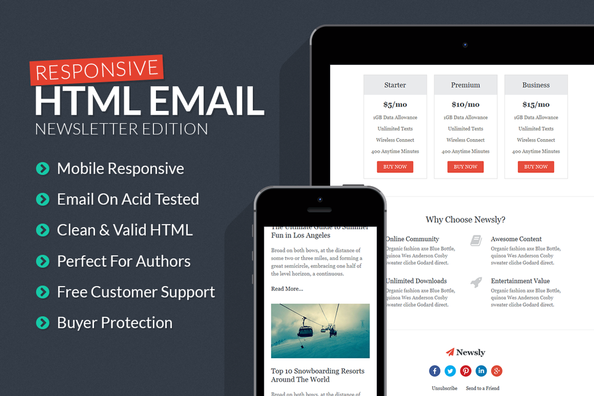 Newsletter Responsive Email Template, a HTML Template by Creativenauts (Photo 3 of 4)