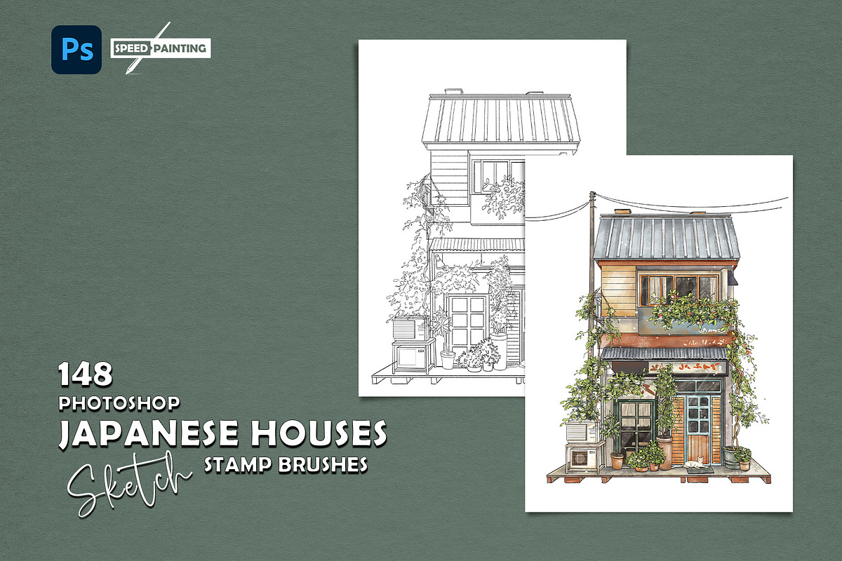 Photoshop Sketch Japanese Houses, a Brush Add-On by MISTstudioDesign (Photo 1 of 10)