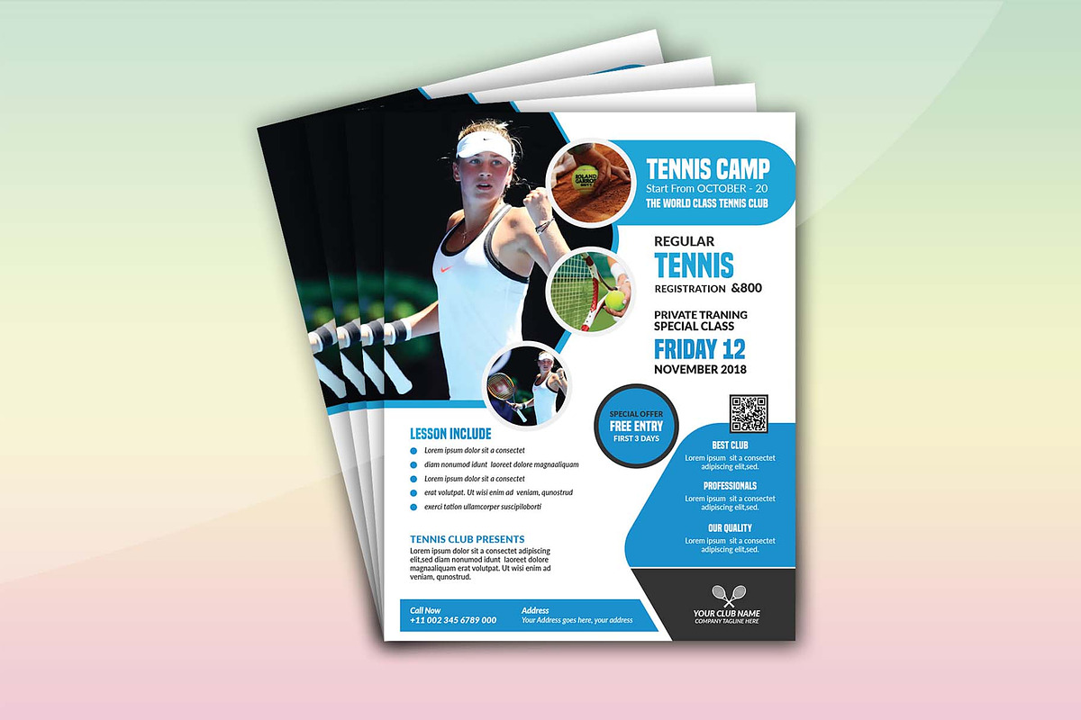 Tennis Camp Flyer Template, a Flyer Template by Creativpixl (Photo 3 of 5)