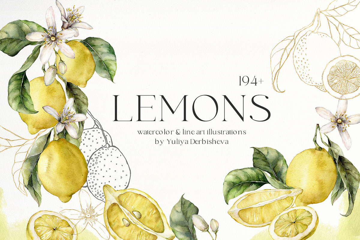 Lemon Watercolor illustration floral, a Food Illustration by Yuliya Derbisheva (Photo 1 of 9)