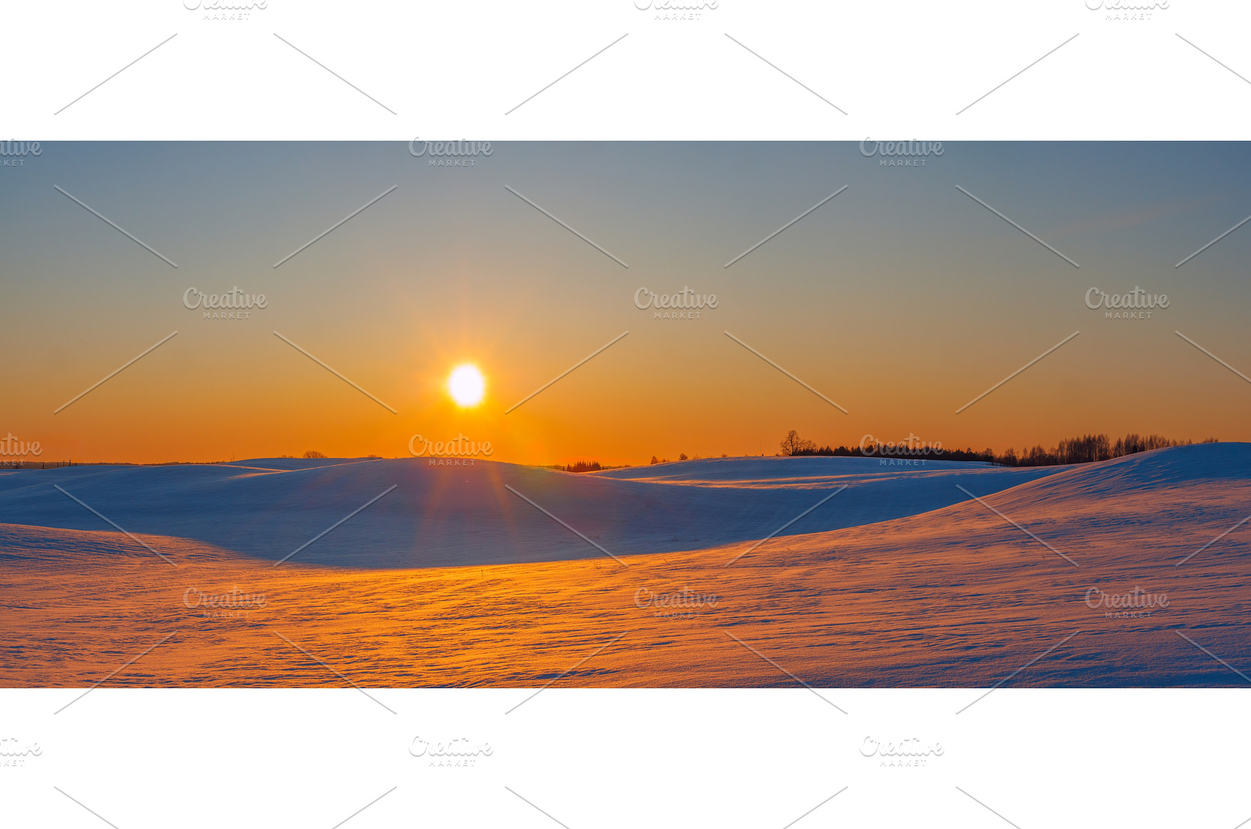 Winter landscape in the evening, a Nature Photo by Lukas Jonaitis SHOP