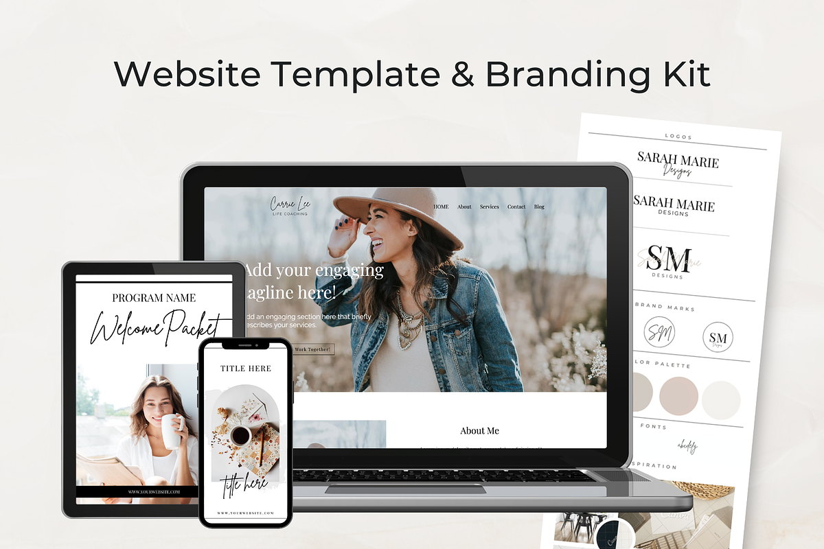 Website Template & Branding Kit, a Websites & App Template by Joanna Lane Designs (Photo 1 of 7)