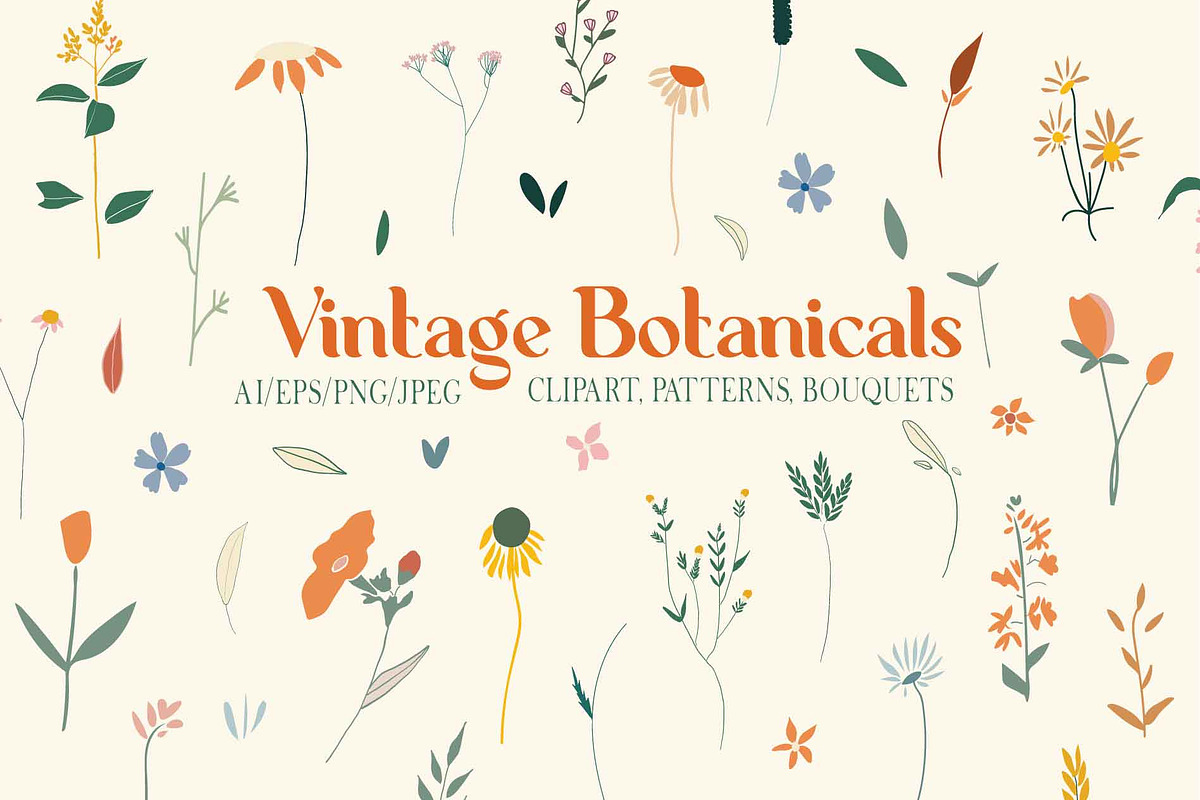 Vintage Botanicals & Wildflowers Set, an Illustration by Inez Jestine (Photo 1 of 9)