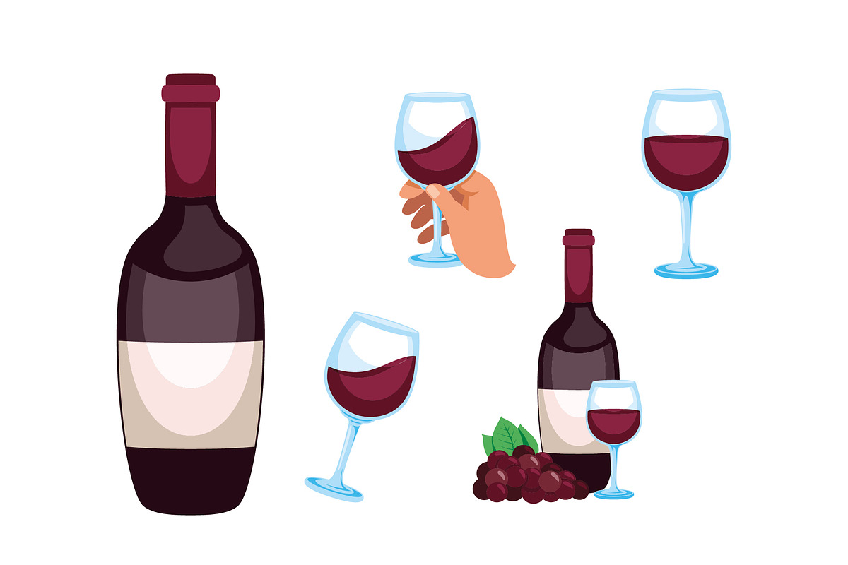 Wine Glasses Bottles Icon Set preview 3