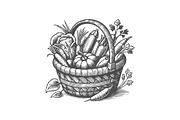 Rustic Hand-Drawn Vegetable Basket, a Food Illustration by MkStudio (Thumbnail 3 of 4)