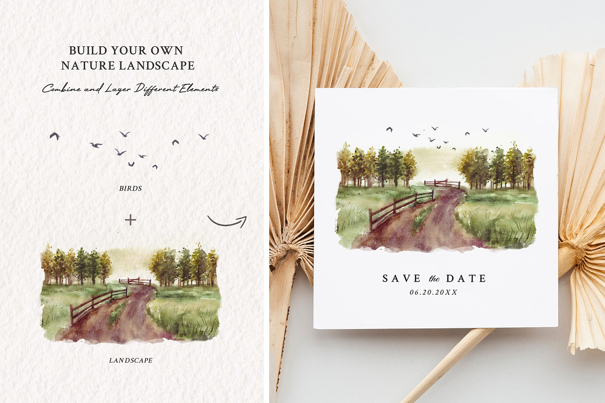 Watercolor Dirt Road & Landscapes, an Illustration by Yorda Studio (Photo 5 of 11)