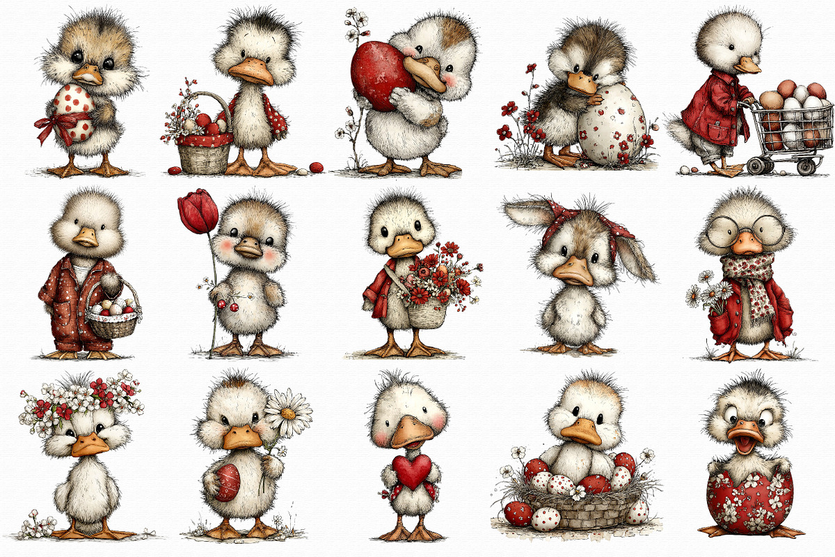 Easter Duck Whimsical Clipart, an Illustration by Libby Wishes (Photo 2 of 7)