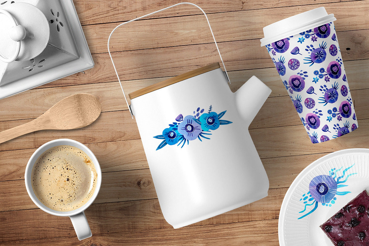 Abstract Flowers Watercolor set, an Illustration by Ekaterina Goncharova (Photo 9 of 12)