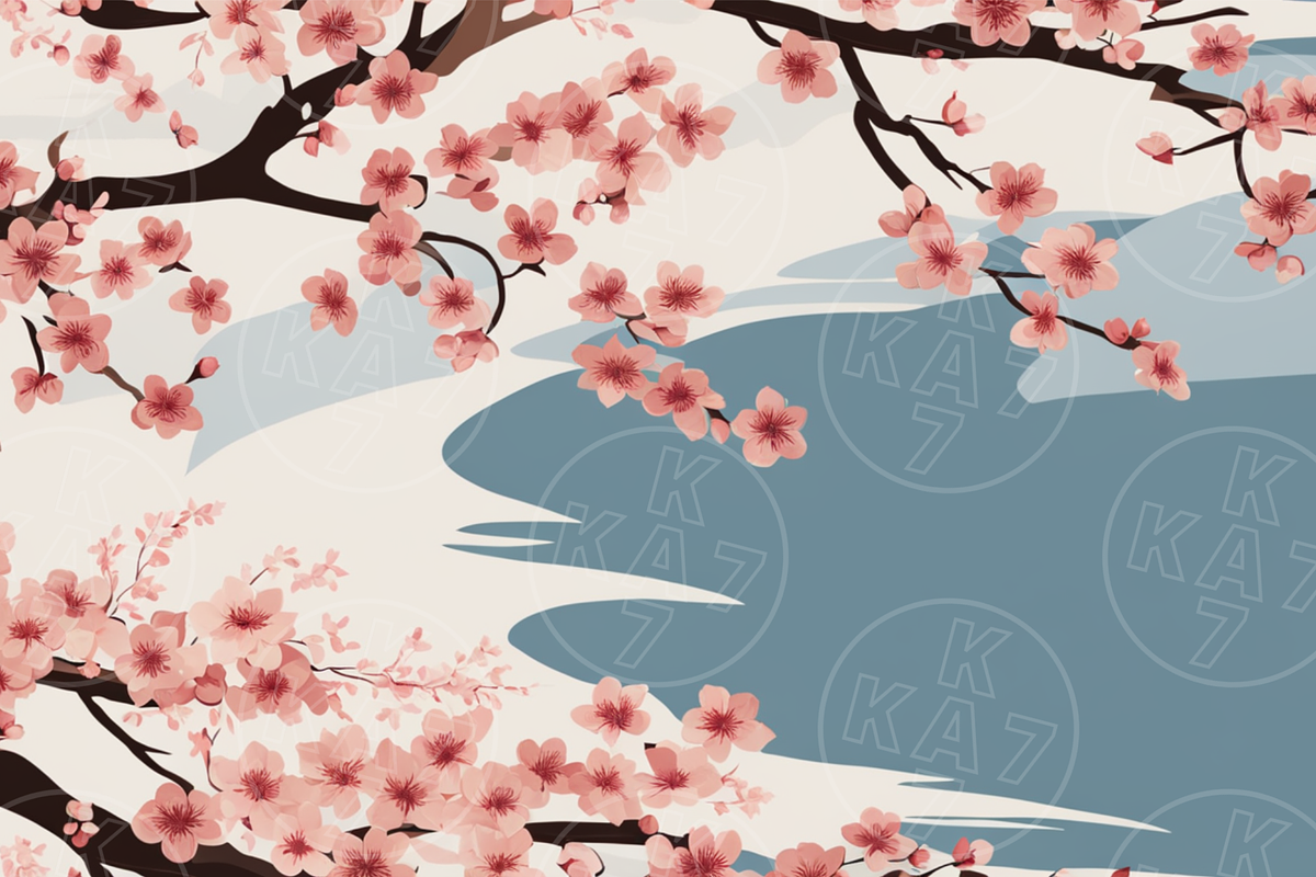 Japanese Cherry Blossom Wave Pattern, a Pattern Graphic by KA7-Designs (Photo 3 of 11)