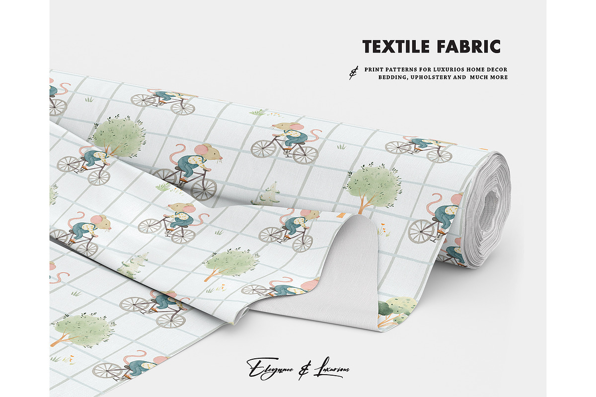 Woodland Mouse Bicycle pattern, a Pattern Graphic by Milatoo (Photo 3 of 3)