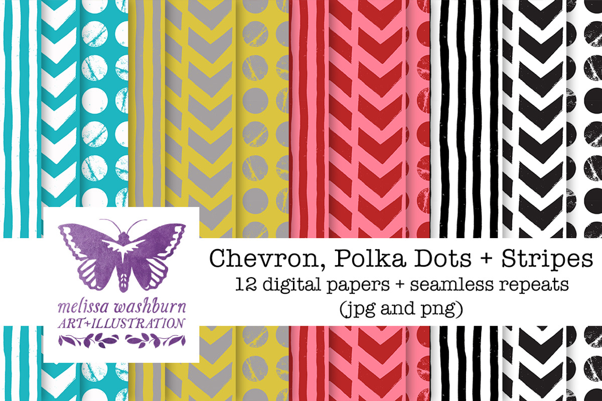 Chevrons, Dots + Stripes Paper Pack, a Pattern Graphic by MyNatureGraphics (Photo 1 of 2)
