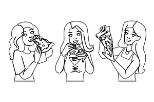 young pizza woman vector, a Person Illustration by pikepicture