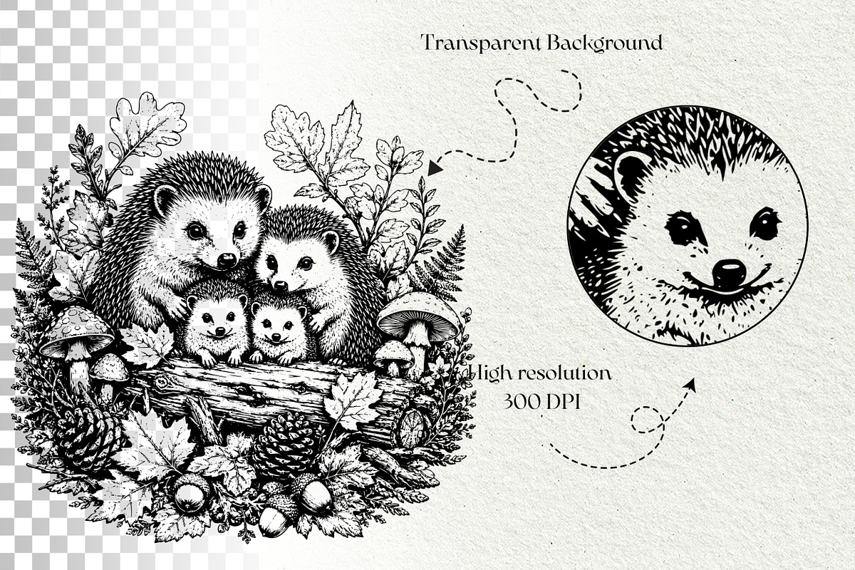 Forest Hedgehog Illustrations, an Animal Illustration by DENIDigitalArtSudio (Photo 8 of 8)