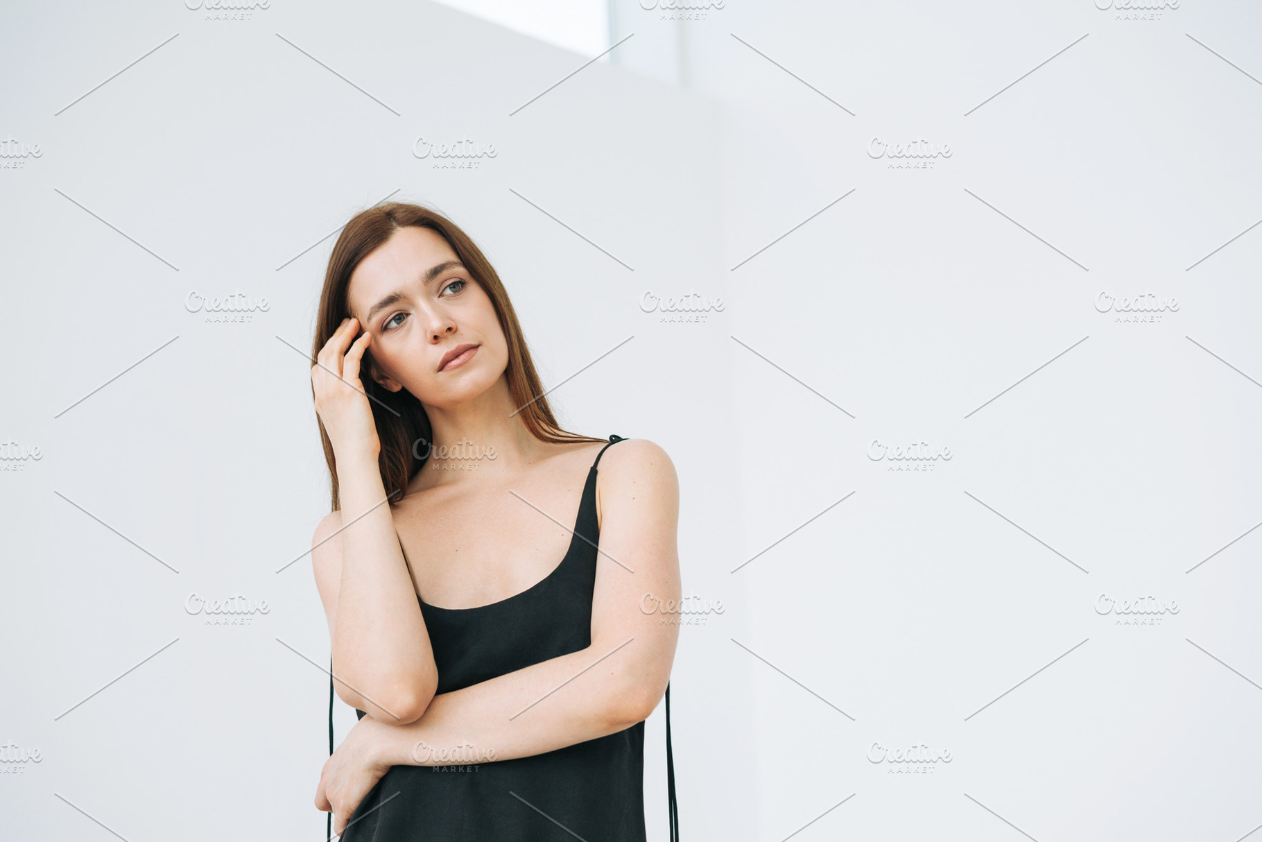Portrait of young woman on white, a Person Photo by Galina_Zhigalova