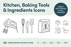 Baking Tools & Ingredients Icons