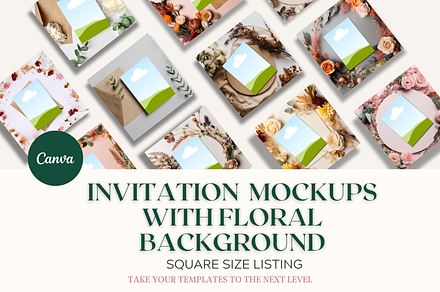 Canva Floral Invitation Mockup