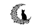 Cat on Crescent Moon Bundle, an Illustration by jahid234 (Thumbnail 13 of 31)