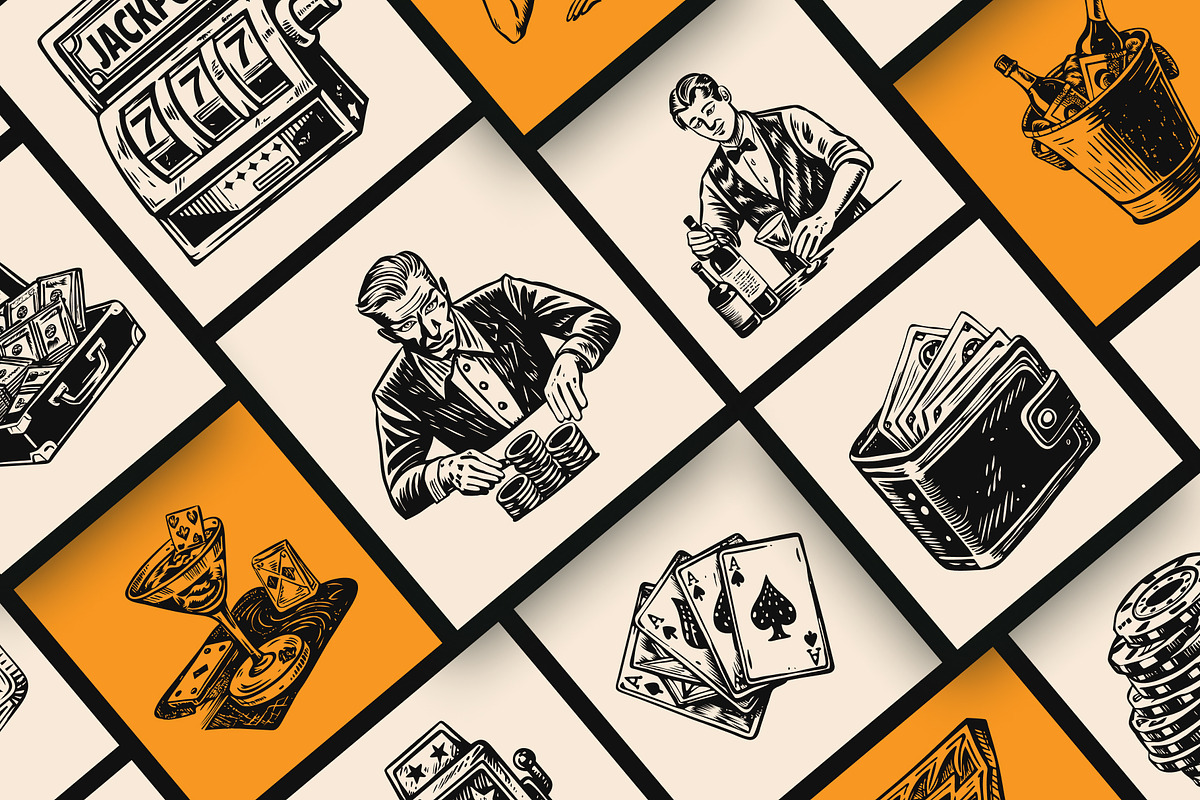 Vintage Casino Vector Illustration, a Person Illustration by Creative Stall (Photo 5 of 9)