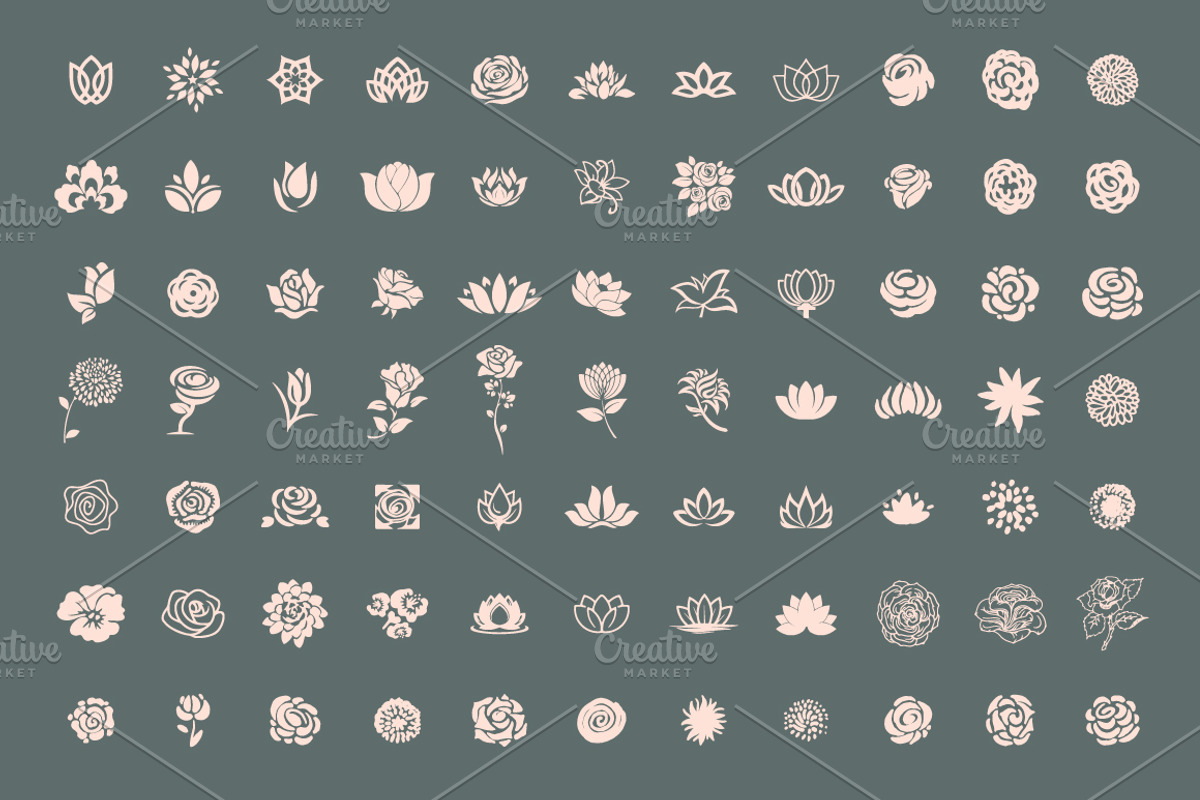 Pack of 77 decorative flower symbols, an Icon by Artha Design Studio (Photo 2 of 4)