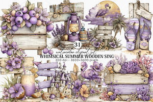 Whimsical Summer Wooden Sing Clipart, an Illustration by Canvas Craft