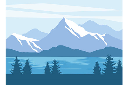 forest and lake, an Illustration by studiogstock