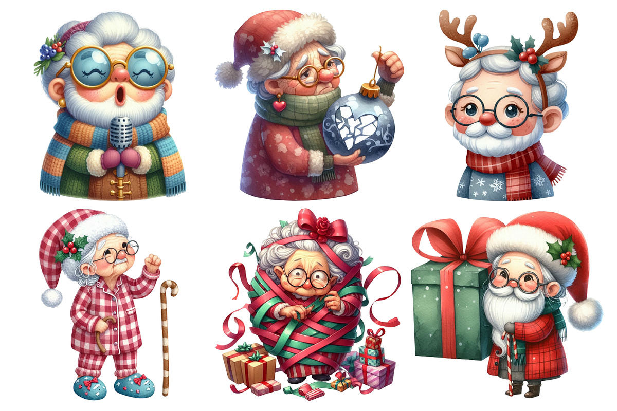 Funny Old Lady Christmas Sublimation, a Decorative Illustration by Pixels.Craft (Photo 2 of 7)