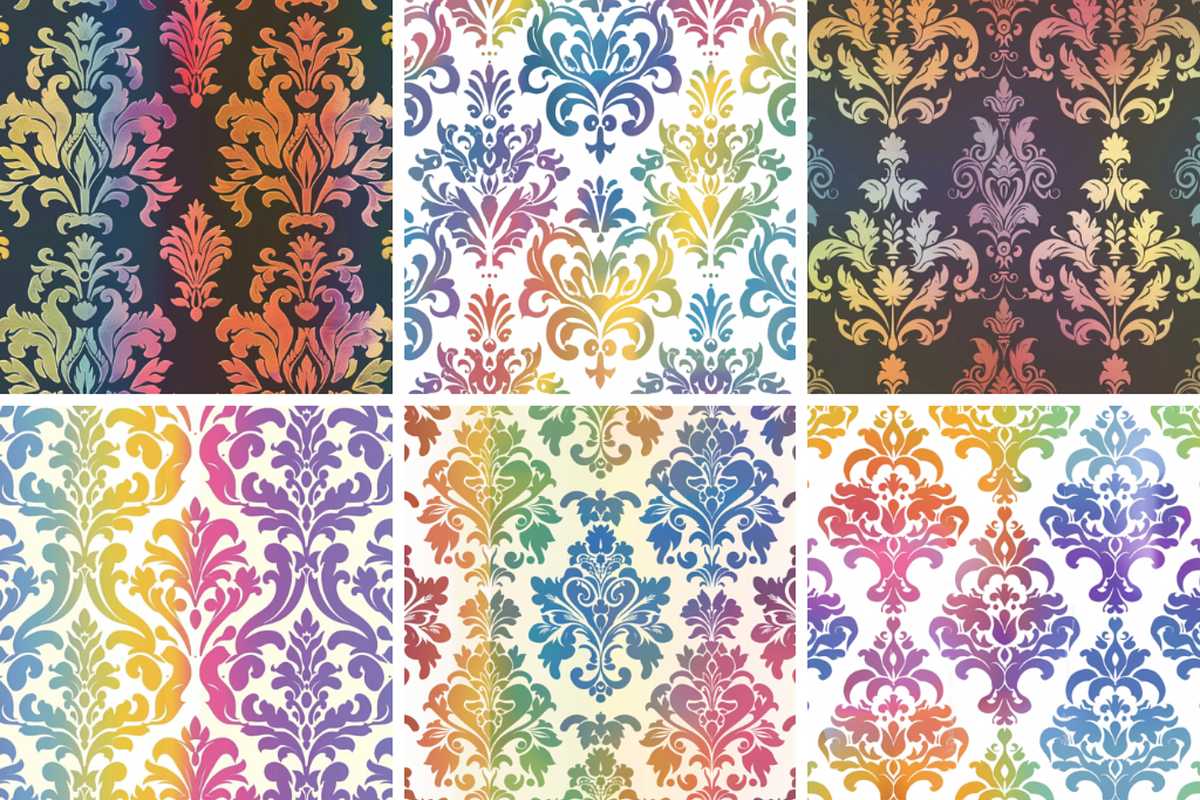 Rainbow Damask Seamless Patterns, a Pattern Graphic by PrintablesByFranklyn (Photo 2 of 4)