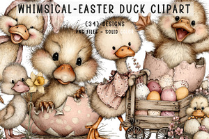 Whimsical - Easter Duck Clipart, an Illustration by CreationArt