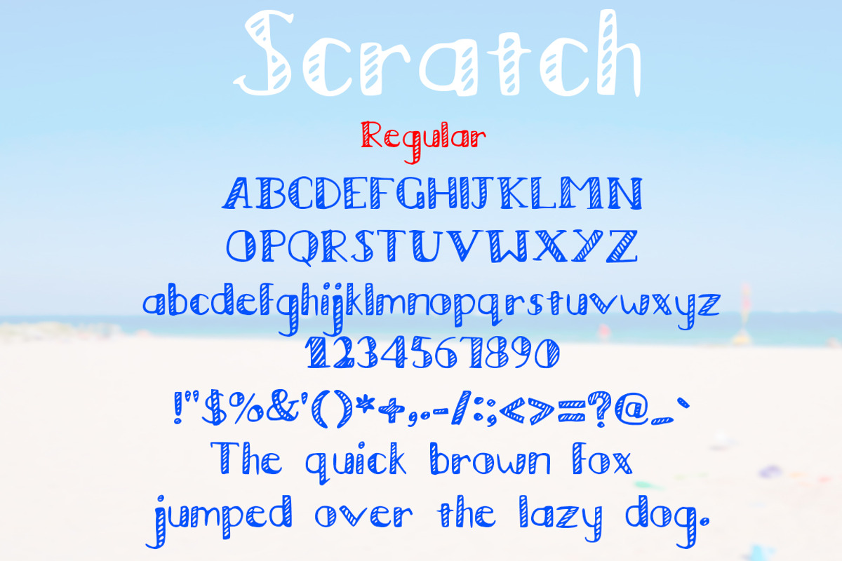 Scratch -Regular, Block, Italic Font preview 2