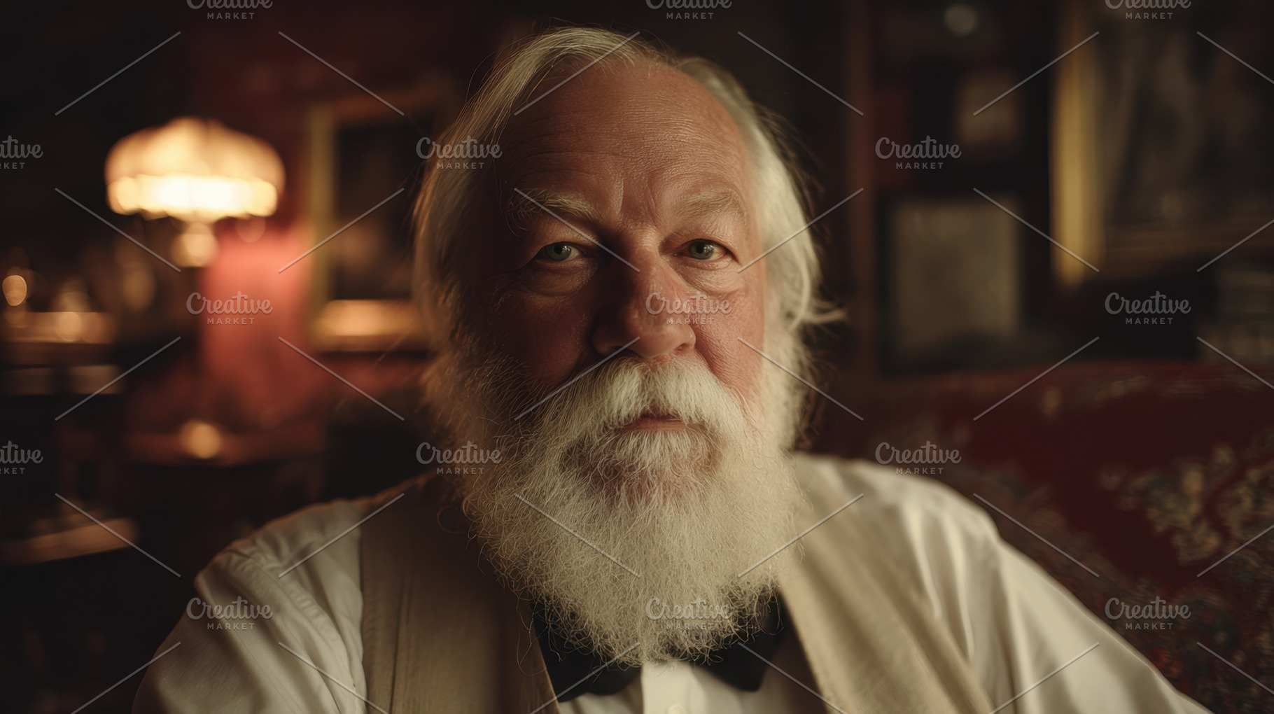 Older man with white beard in a room, a Photo by Beautiful things