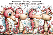 Whimsical Summer Seahorse Clipart, an Illustration by designcity5 (Thumbnail 1 of 5)