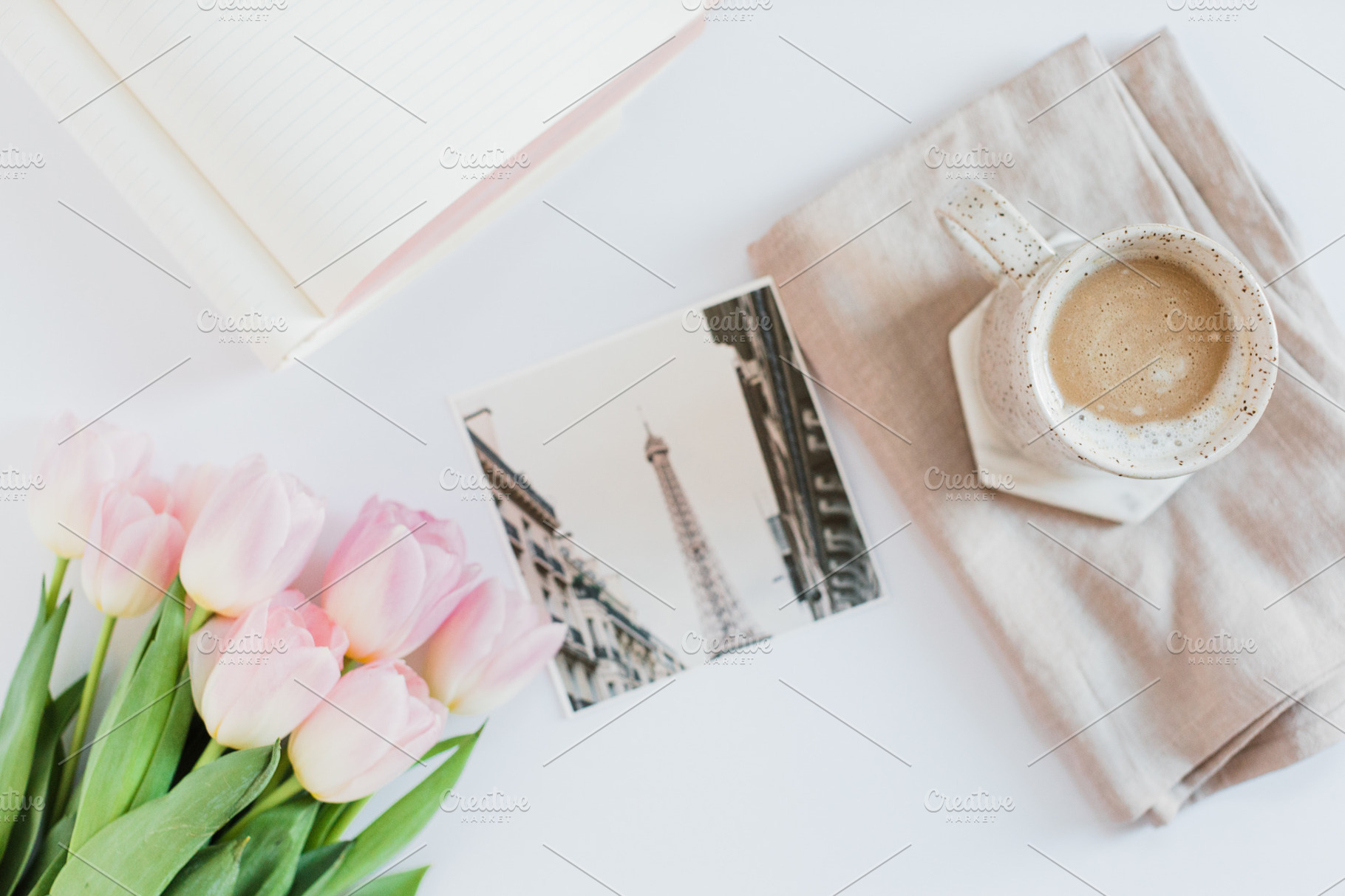 Notebook and Paris Photo Desk Stock, a Beauty & Fashion Photo by T&V Design Co.
