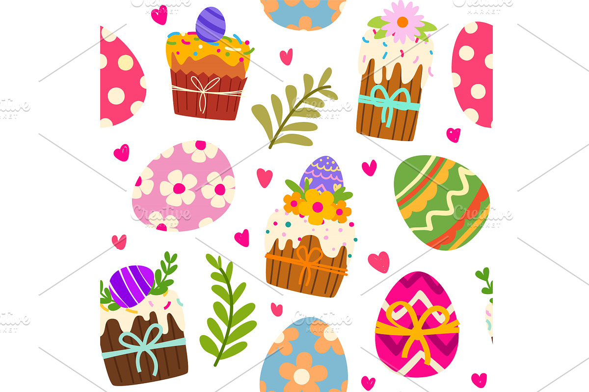 Cute Easter seamless pattern with, an Illustration by art PVP - market