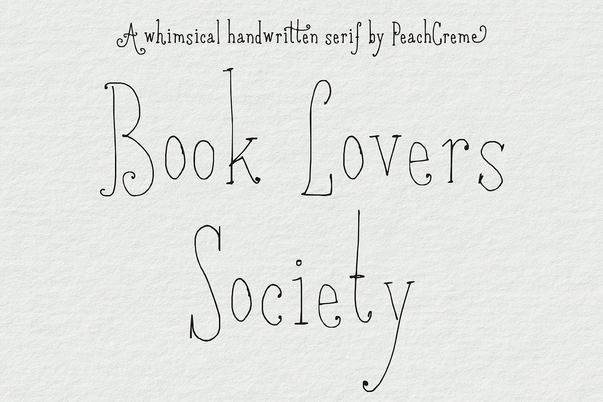 Book Lovers Society Whimsical Serif, a Handwritten Font by PeachCreme (Photo 2 of 11)