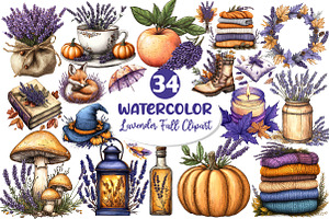 Lavender Fall Clipart, an Illustration by Dream Creation