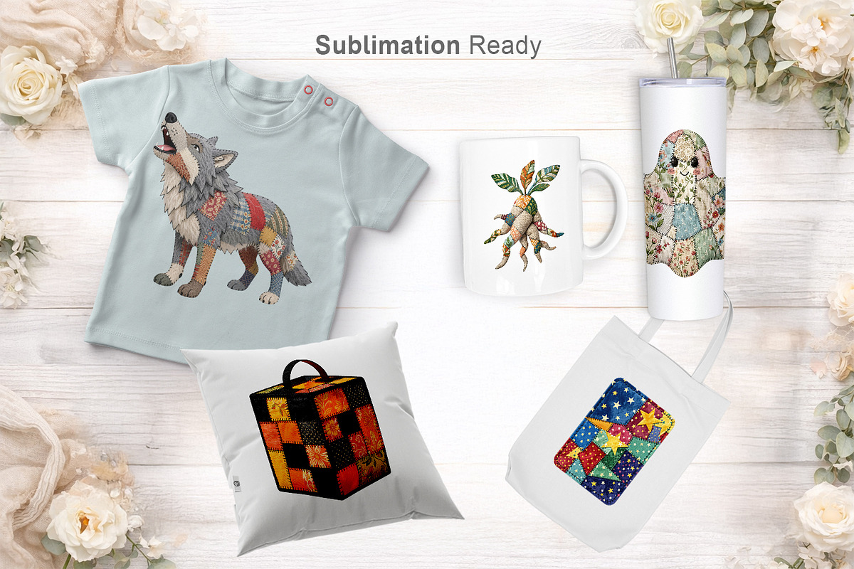 Halloween Patchwork Sublimation, a Seasonal Illustration by Artnoy (Photo 6 of 18)